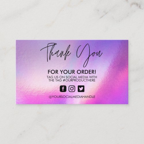 Holographic Thank You Trendy Salon Business Card