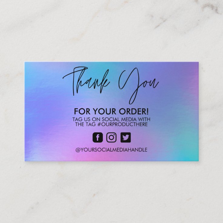 Holographic Thank You Trendy Salon Business Card Zazzle
