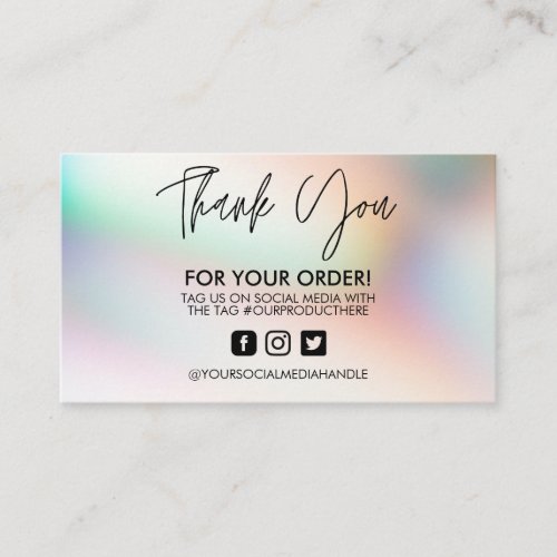 Holographic Thank You Trendy Salon Business Card