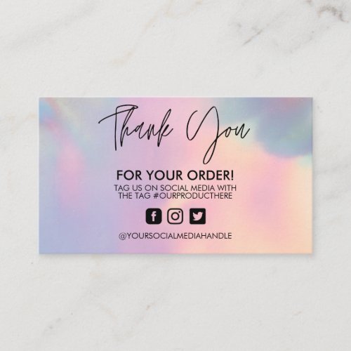 Holographic Thank You Trendy Salon Business Card