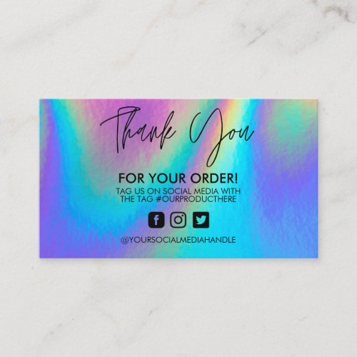 Holographic Thank You Trendy Salon Business Card