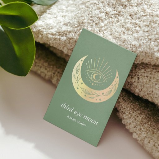Customizable Holographic Third EYE Moon Yoga Holistic Coach  Business Card