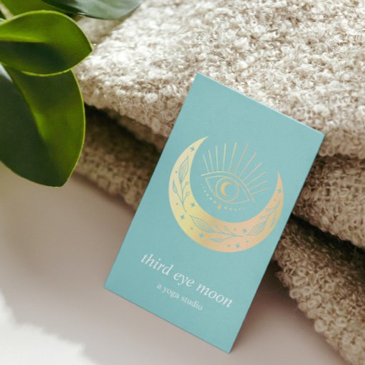 Customizable Holographic Third EYE Moon Yoga Holistic Coach Business Card