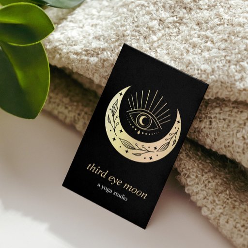 Customizable Holographic Third EYE Moon Yoga Spiritual Coach  Business Card