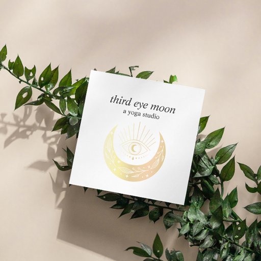 Customizable Holographic Third EYE Moon Yoga Spiritual Coach Square Business Card