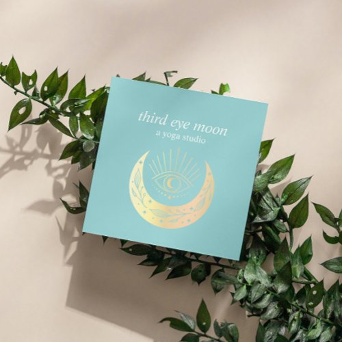 Holographic Third EYE Moon Yoga Spiritual Coach Square Business Card