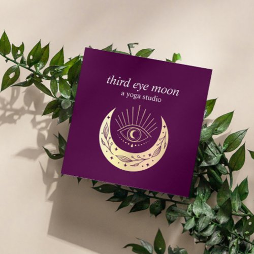 Holographic Third EYE Moon Yoga Spiritual Coach   Square Business Card