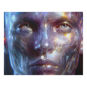 Holographic Transparent Human Head Faux Canvas Print