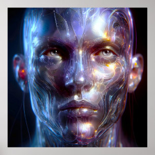 Holographic Transparent Human Head Poster