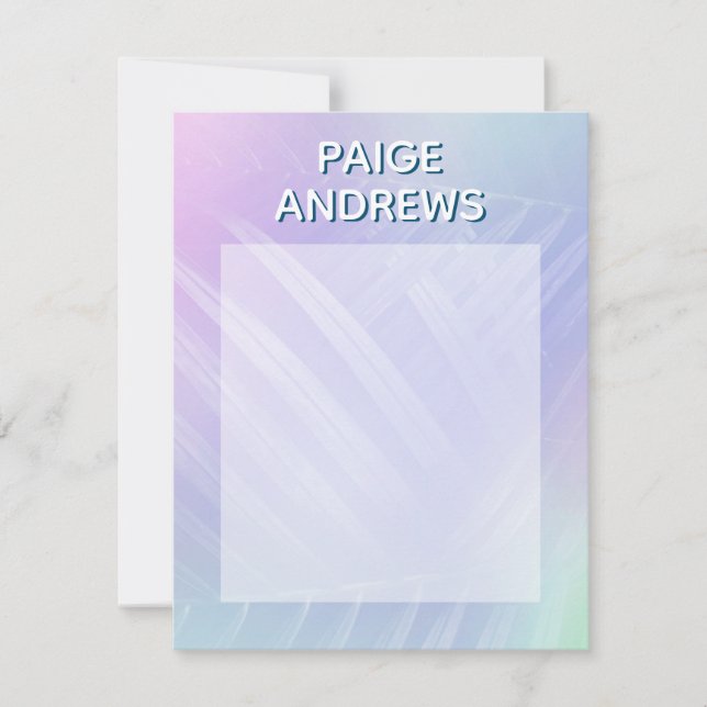 Holographic Tropical Leaves Note Card (Front)