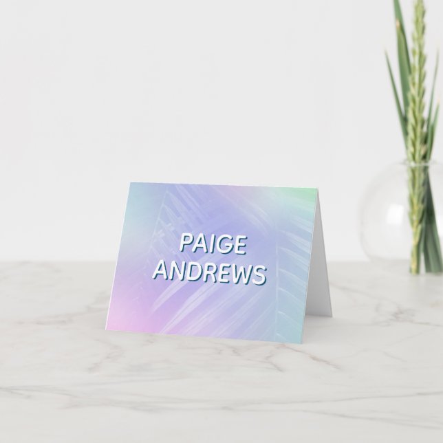 Holographic Tropical Leaves Note Card (Front)