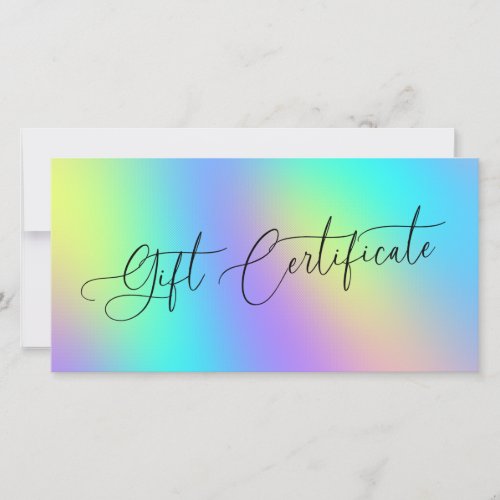 Holographic Unicorn Business Gift Certificate