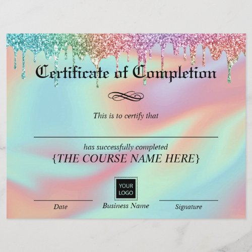 Holographic Unicorn Drips Certificate Completion