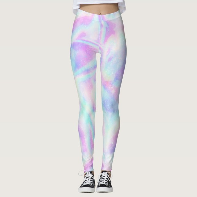 Holographic Unicorn Galaxy Print Leggings (Front)