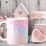 Holographic unicorn glitter drips rainbow monogram coffee mug