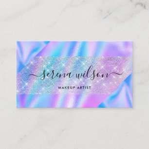 Holographic unicorn Glittering Holo makeup hair Business Card