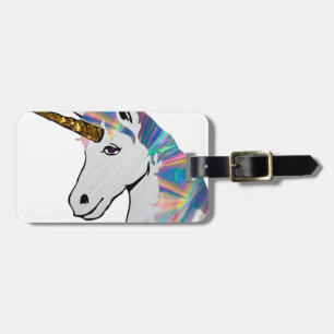 holographic unicorn luggage tag