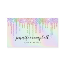 Holographic unicorn makeup hair glitter drips glam business card Holographic unicorn makeup hair glitter drips glam business card