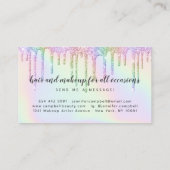 Holographic unicorn makeup hair glitter drips glam business card (Back)