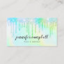 Holographic unicorn makeup hair mint glitter drips business card