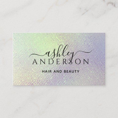 Holographic Unicorn Makeup Hair Nails Glam Business Card