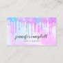 Holographic unicorn makeup hair pink glitter drips business card