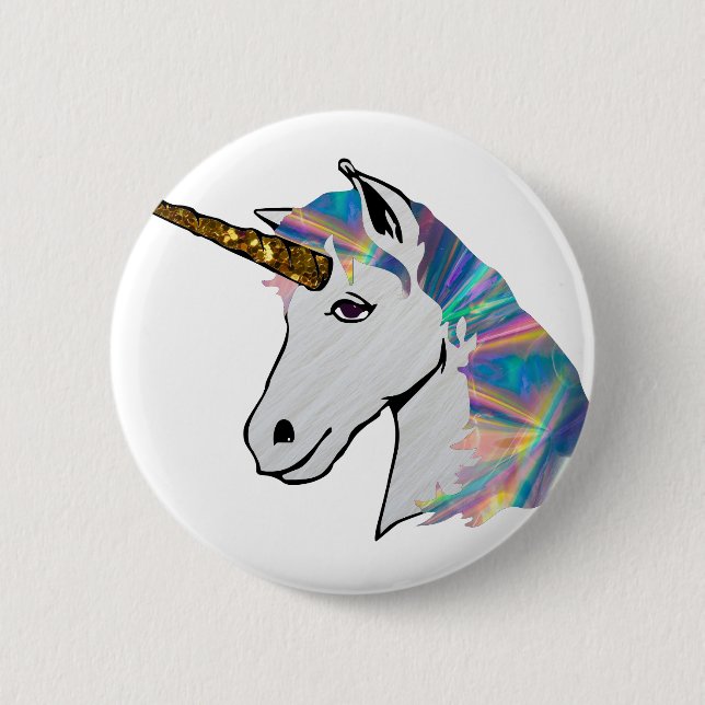 holographic unicorn pinback button (Front)