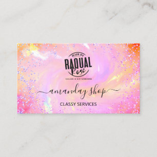 Holographic Unicorn QR Code Logo Pink Shop Business Card