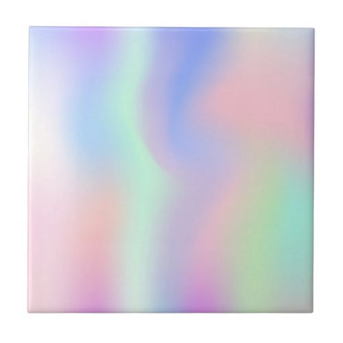 Holographic unicorn rainbow colored pink green ceramic tile