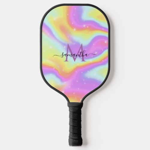 Holographic Unicorn Rainbow Custom Monogram  Name Pickleball Paddle