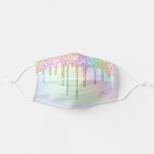 Holographic unicorn rainbow glitter drips trendy adult cloth face mask