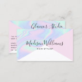 Holographic unicorn rainbow hair pink color block business card (Front/Back)