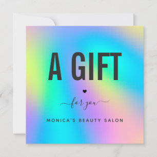 Holographic Unicorn Rainbow Heart Modern Salon Spa