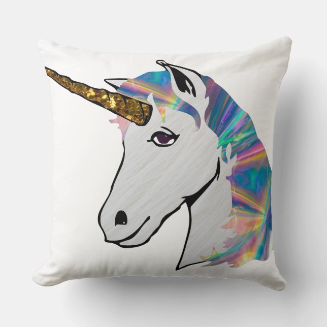 holographic unicorn throw pillow (Front)