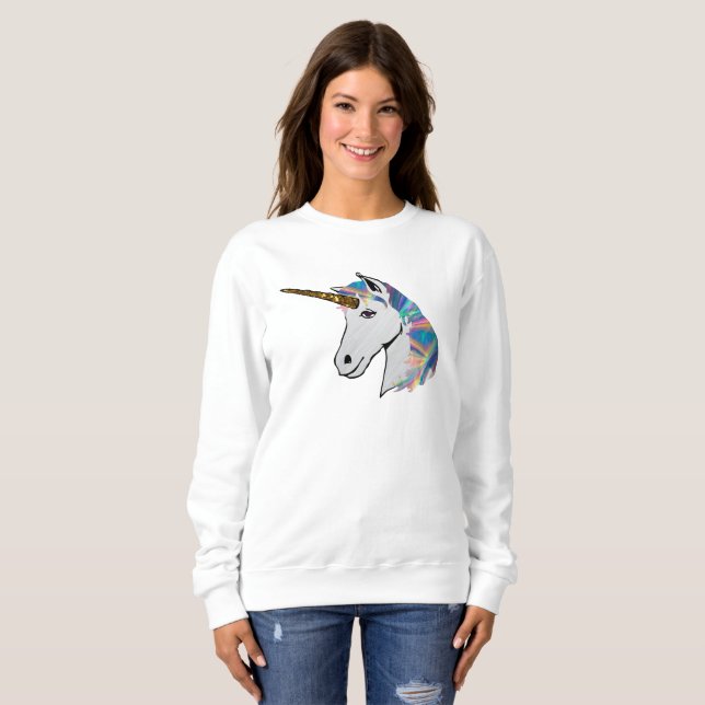 holographic unicorn womens sweatshirt (Front Full)