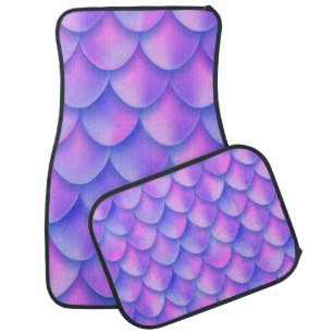 Holographic violet mermaid tail foil texture effec car floor mat