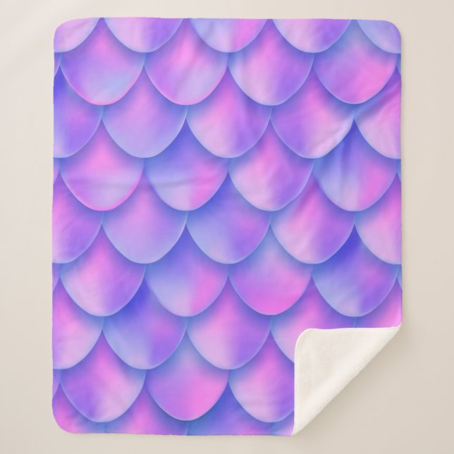 Holographic violet mermaid tail foil texture effec sherpa blanket (Front)