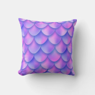 Holographic violet mermaid tail foil texture effec throw pillow