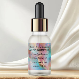 Holographic waves cosmetics dropper bottle label