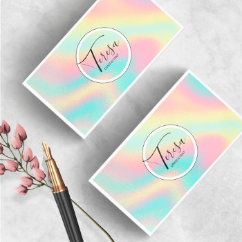 Holographic Waves Rainbow Pastel Id564 Business Card by arrayforcards at Zazzle