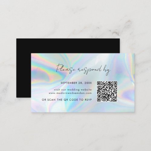 Holographic Wedding QR Code RSVP Enclosure Card