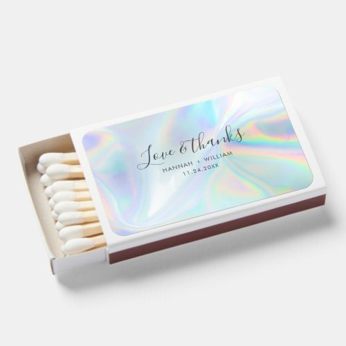 Holographic Wedding Script Thank You Matchboxes