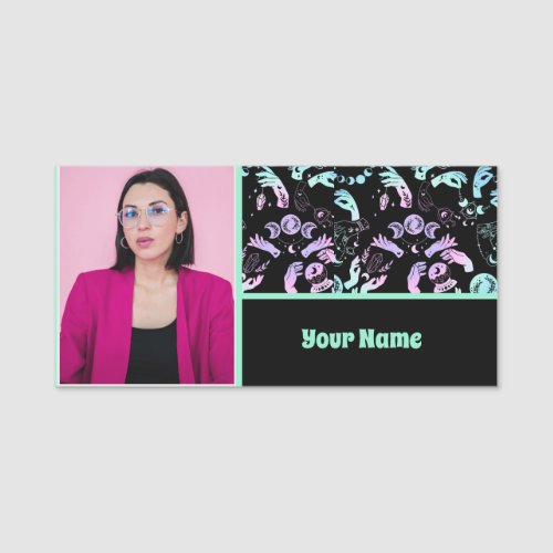 HOLOGRAPHIC WITCHY VIBES NAME TAG