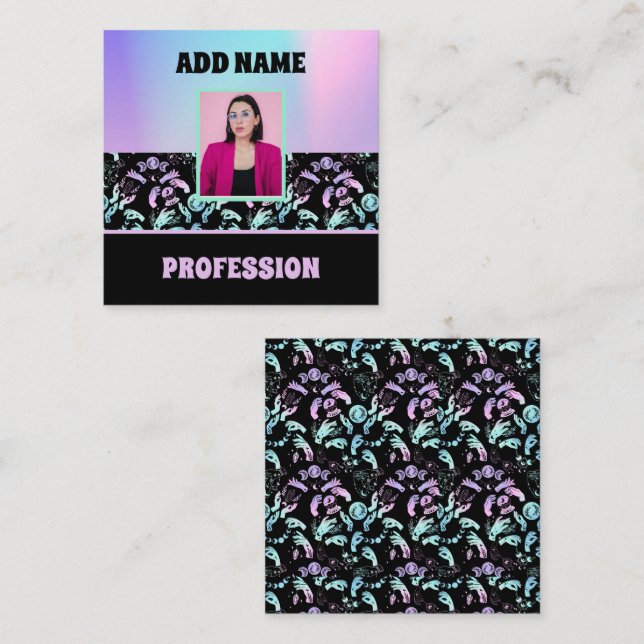 HOLOGRAPHIC WITCHY VIBES  SQUARE BUSINESS CARD (Front/Back)