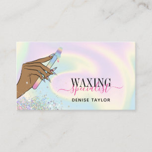 holographic woman hand waxing depilation wax business card