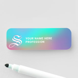 Holographic Wonderland Monogram Dry Erase Name Tag
