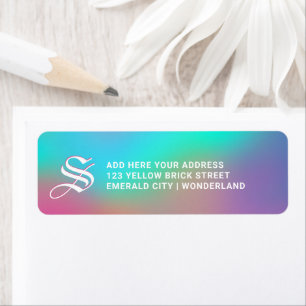 Holographic Wonderland   Return Address Monogram Label