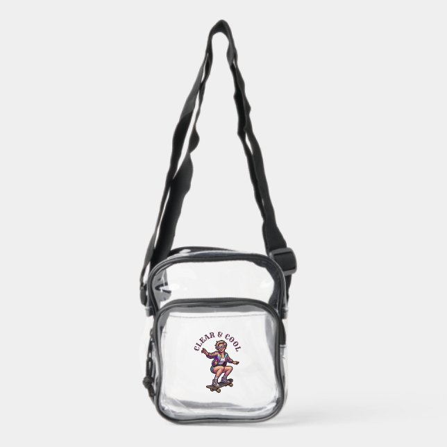 Holographic Y2K Skater Girl Clear Stadium Tote Bag (Front)