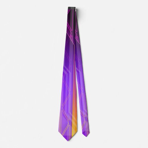 Holographic Yellow and Purple Sci_Fi Panel Neck Tie