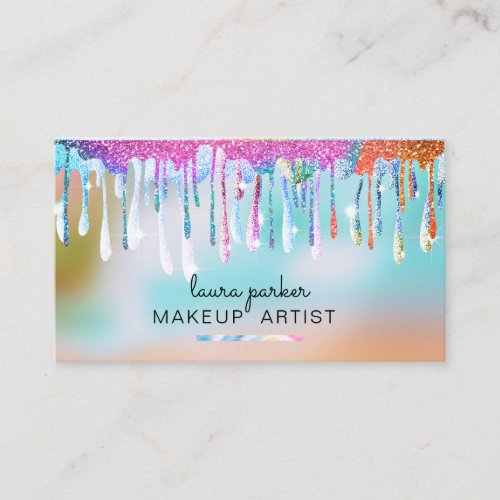 Holography Drips Glitter Unicorn Makeup Artist Business Card